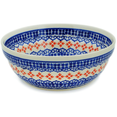 Polish Pottery Bowl 6&quot; Blue Heart