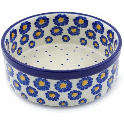 Polish Pottery Bowl 6&quot; Blue Zinnia