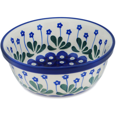 Polish Pottery Bowl 6&quot; Forget-me-not Peacock