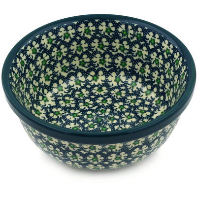 Polish Pottery Bowl 6&quot; Green Garlands