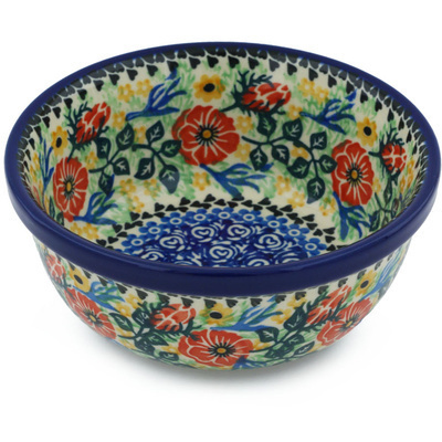 Polish Pottery Bowl 6&quot; Rosa Carolina UNIKAT