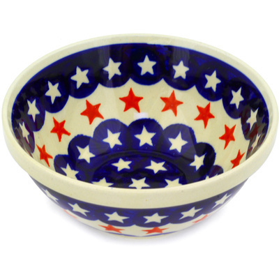 Polish Pottery Bowl 6&quot; Stars Americana