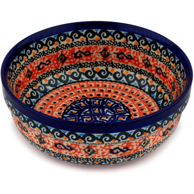 Polish Pottery Bowl 6&quot; Terra Cotta UNIKAT
