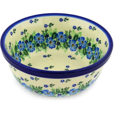 Polish Pottery Bowl 6&quot; Viola Bouquet