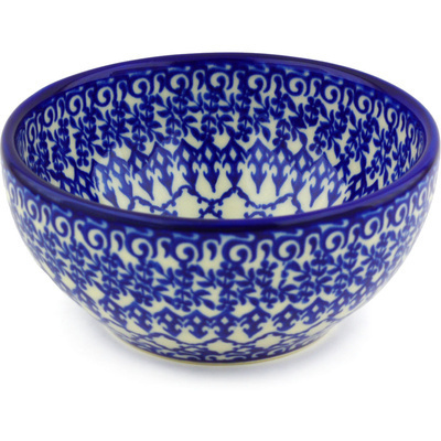 Polish Pottery Bowl 6&quot; Winter Blue