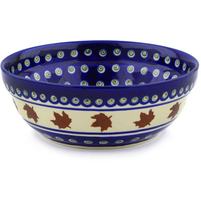 Polish Pottery Bowl 7&quot; Autumn Leaves