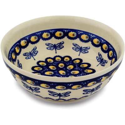 Polish Pottery Bowl 7&quot; Blue Eyed Dragonfly
