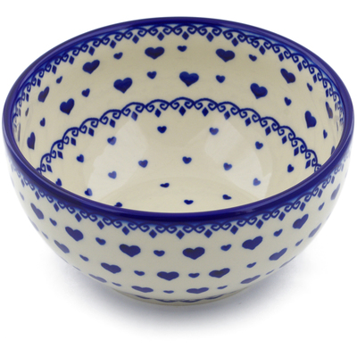 Polish Pottery Bowl 7&quot; Blue Valentine