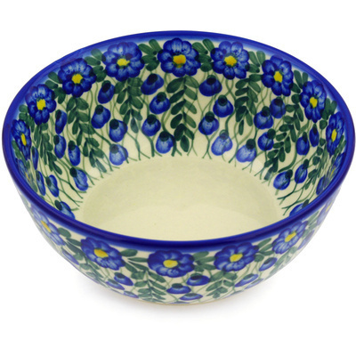 Polish Pottery Bowl 7&quot; Blue Velvet Gardens