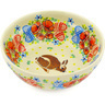 Polish Pottery Bowl 7&quot; Easter Bunnies UNIKAT