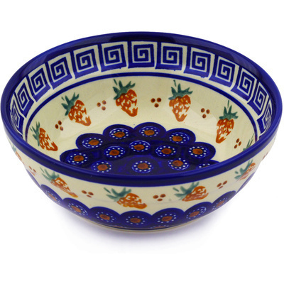 Polish Pottery Bowl 7&quot; Greek Strawberry