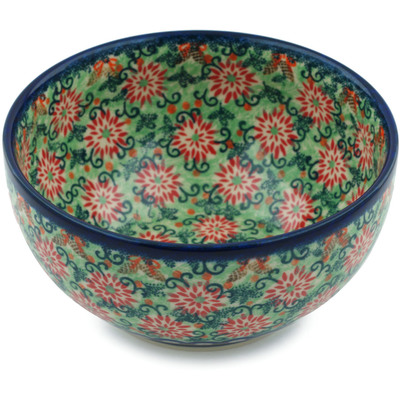 Polish Pottery Bowl 7&quot; July Wreath UNIKAT