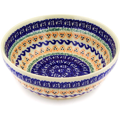 Polish Pottery Bowl 7&quot; Obsession