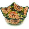 Polish Pottery Bowl 7&quot; Orange Peonies UNIKAT