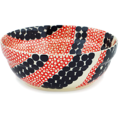 Polish Pottery Bowl 7&quot; Red Reef