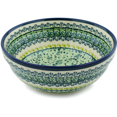 Polish Pottery Bowl 7&quot; Sea Of Green