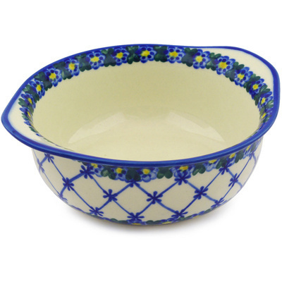 Polish Pottery Bowl 7&quot; Spring Lattice
