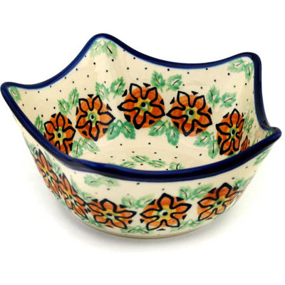 Polish Pottery Bowl 7&quot; Starflower Wreath