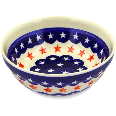 Polish Pottery Bowl 7&quot; Stars Americana