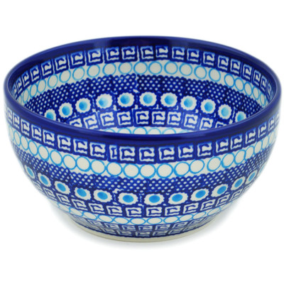 Polish Pottery Bowl 7&quot; Tribal Blue