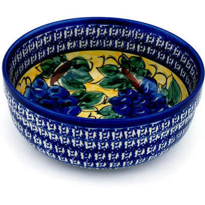 Polish Pottery Bowl 7&quot; Tuscan Grapes