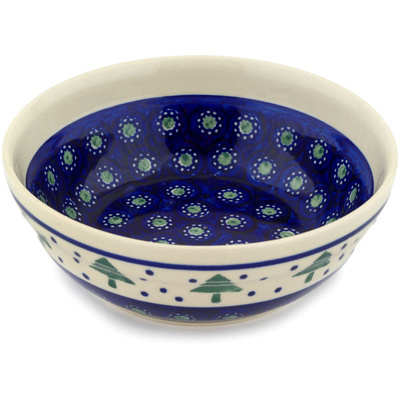 Polish Pottery Bowl 7&quot; Twinkling Evergreen