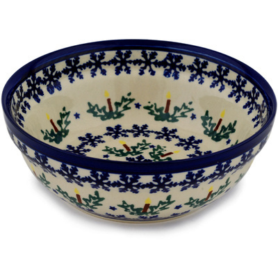 Polish Pottery Bowl 7&quot; Winter Candles