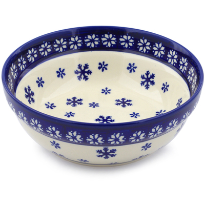 Polish Pottery Bowl 7&quot; Winter Flowers