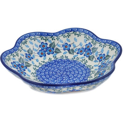 Polish Pottery Bowl 8&quot; Blue Blossom
