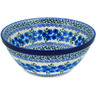 Polish Pottery Bowl 8&quot; Blue Poppy Wreath