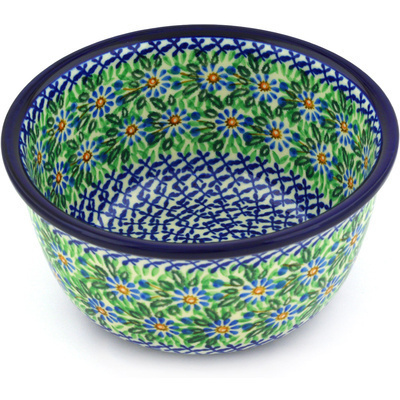 Polish Pottery Bowl 8&quot; Chicory Wreath