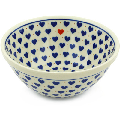 Polish Pottery Bowl 8&quot; Heart Of Hearts