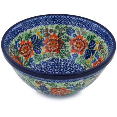 Polish Pottery Bowl 8&quot; Lovely Spring Day UNIKAT