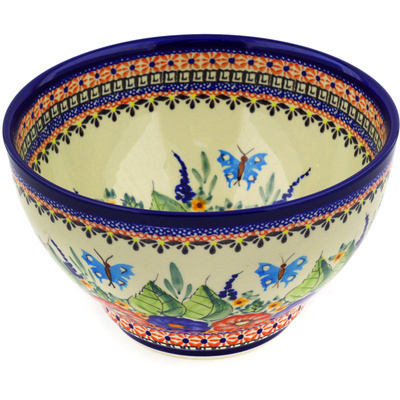 Polish Pottery Bowl 8&quot; Spring Splendor UNIKAT
