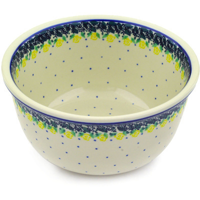 Polish Pottery Bowl 8&quot; Yellow Rose Of Texas