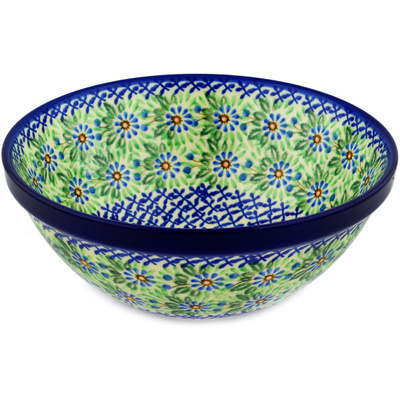 Polish Pottery Bowl 9&quot; Chicory Wreath