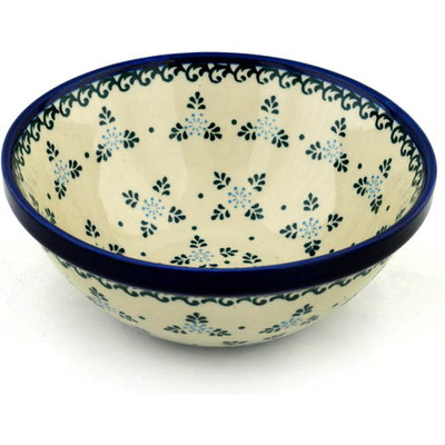Polish Pottery Bowl 9&quot; Floral Snowflake