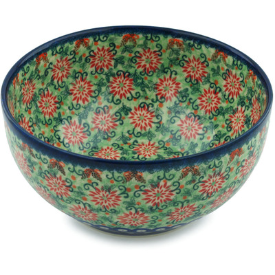 Polish Pottery Bowl 9&quot; July Wreath UNIKAT