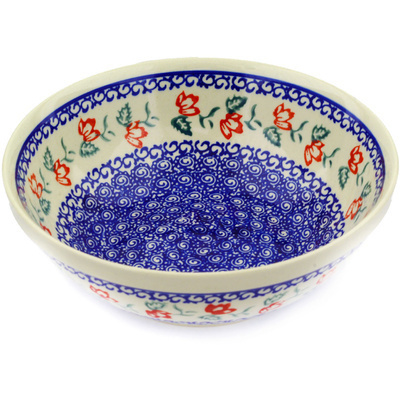 Polish Pottery Bowl 9&quot; Red Daystar
