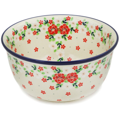Polish Pottery Bowl 9&quot; Rosy Cheeks