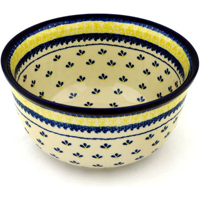 Polish Pottery Bowl 9&quot; Yellow Buds