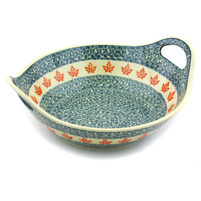 Polish Pottery Bowl with Handles 12-inch