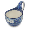 Polish Pottery Bowl with Loop Handle 16 oz Blue Wildflower Meadow UNIKAT