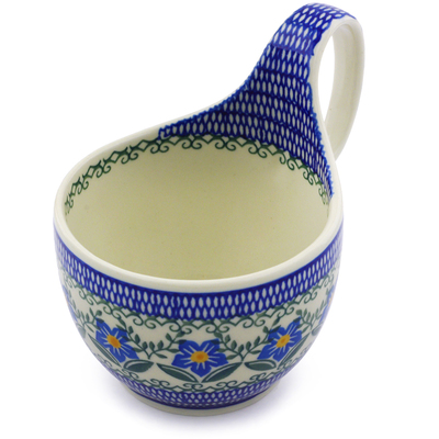 Polish Pottery Bowl with Loop Handle 16 oz Starflower Vines