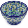 Polish Pottery Bowl with Pedestal 5&quot; Blue April Showers