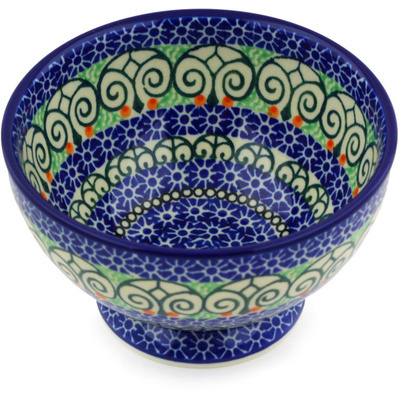 Polish Pottery Bowl with Pedestal 5&quot; Life&#039;s A Hoot