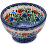 Polish Pottery Bowl with Pedestal 5&quot; Meadow At Sunset UNIKAT