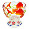 Glass Bowl with Pedestal 5&quot; Red Petals UNIKAT