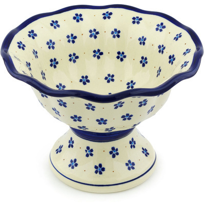 Polish Pottery Bowl with Pedestal 9&quot; Daisy Field