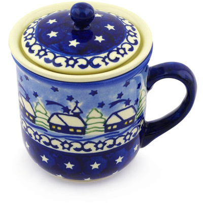 Polish Pottery Brewing Mug 10 oz Village Stars UNIKAT